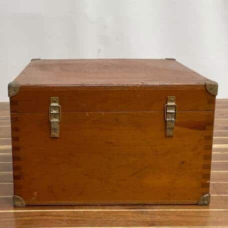 Vintage Ship Compass in Wooden Box by Iver C. Weilbach Copenhagen 04 vintage ship compass in original wooden storage box backside