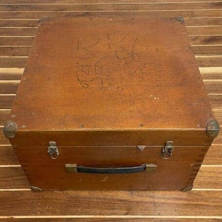 Vintage Ship Compass in Wooden Box by Iver C. Weilbach Copenhagen 10 wooden storage box exterior with latches and handle