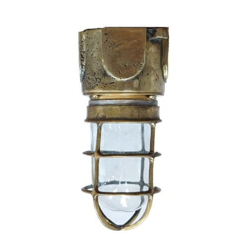 Clear Glass Brass Nautical Caged Ceiling Light 00