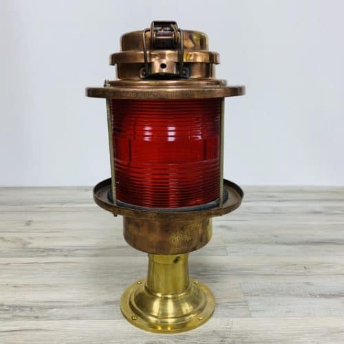 Brass & Copper Nautical Post Light With Red Lens
