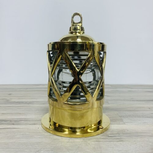 Solid Brass European Style Nautical Piling Post Light With Fresnel Lens
