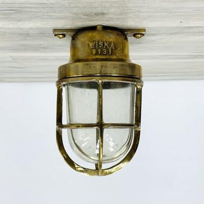 'Wiska' Marked Small Brass Nautical Ceiling Passageway Light 1