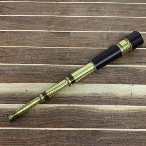 Vintage Monocular Brass And Leather Telescope