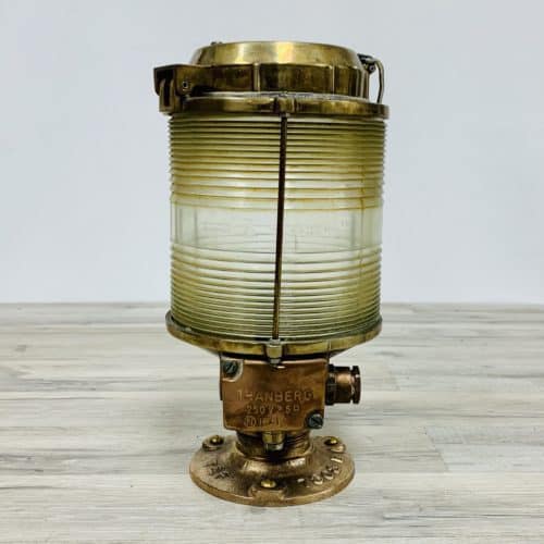 Post Mounted Clear Fresnel 12 Inch Tranberg Brass Light - Bolt Filled Hole On Top
