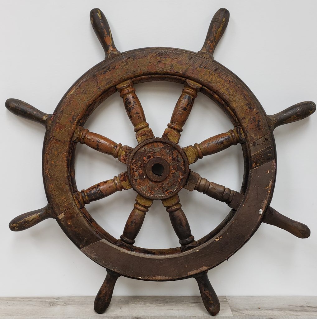 Vintage Wooden Ferry Ship's Wheel - 31" Diameter