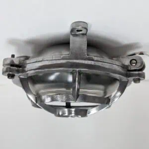Mounted View of Vintage Round Aluminum Ceiling Light