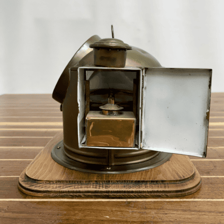 Salvaged Nautical Brass Sestrel Lifeboat Compass (5) Salvaged Nautical Brass Sestrel Lifeboat Compass oil compartment open wick detail