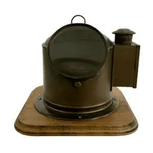 Salvaged Nautical Brass Sestrel Lifeboat Compass main view wood mounted