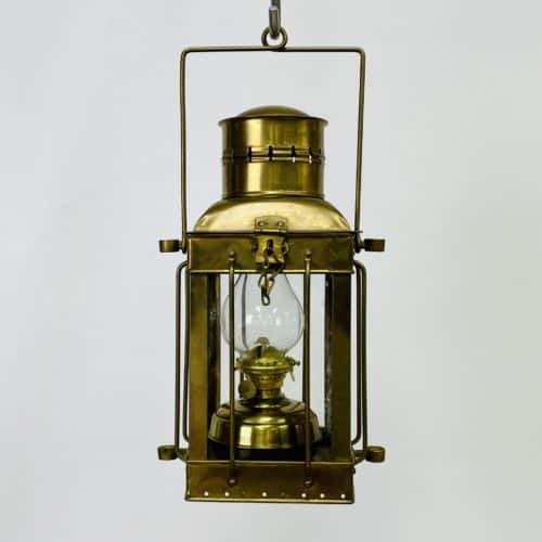 Vintage Brass Rectangular Oil Burning Lantern