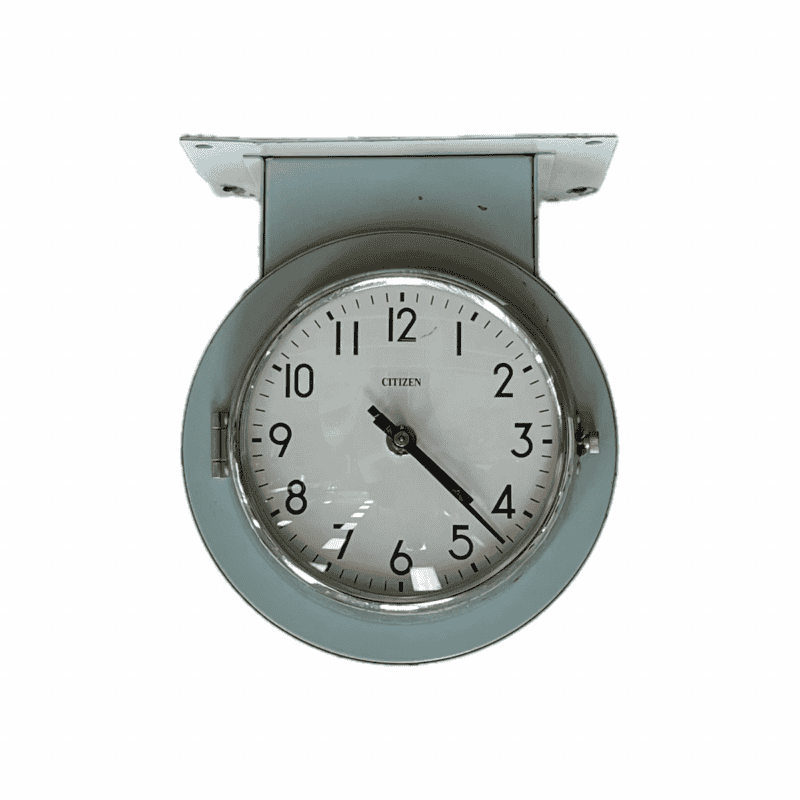 White Background: Vintage Double-Faced Clock by Citizen - Ceiling Mounted