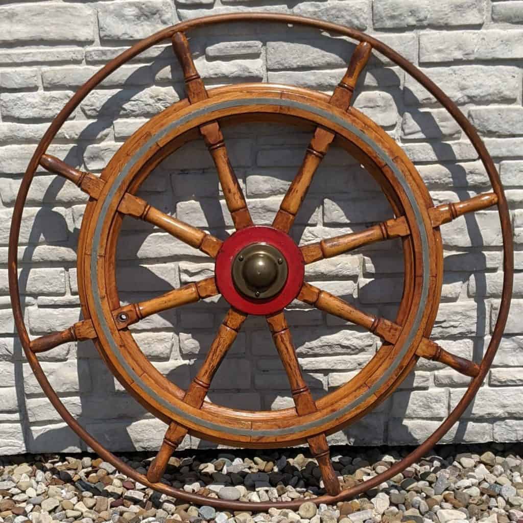 54" Vintage Great Lakes Wooden Ship's Wheel