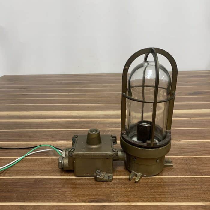 Vintage Bronze Nautical Bulkhead Light With Junction Box - Weathered