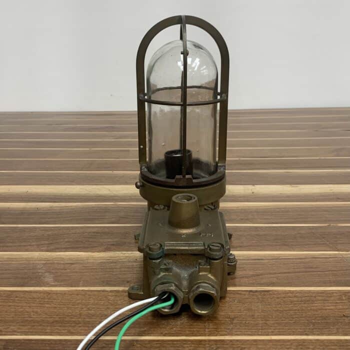 Vintage Bronze Nautical Bulkhead Light With Junction Box - Weathered