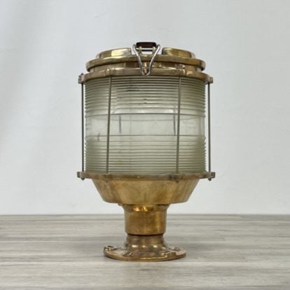 A Kockums Post Light With Clear Fresnel Lens