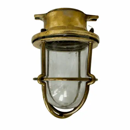 Authentic Nautical Cage Light with Clear Globe on white background