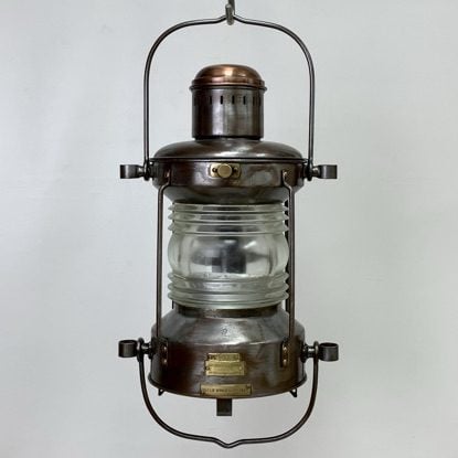 Vintage Salvaged Ahlemann & Schlatter Steel Oil Lantern - Choose Wiring