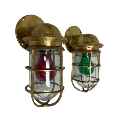 brass ship navigation lights pair with red and green bulbs