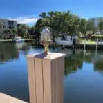Nautical dock Light mounted on a dock post