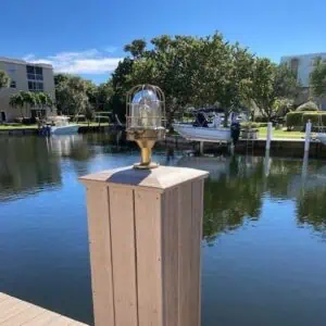 Nautical dock Light mounted on a dock post