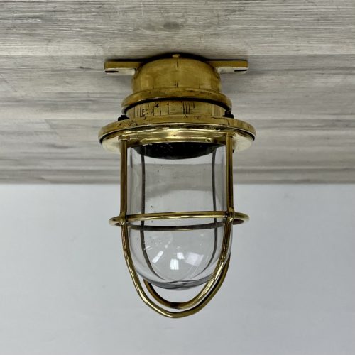Small Brass JUHA Caged Clear Glass Globe Nautical Ceiling Light