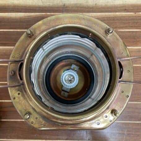 Vintage Brass Post Light with 360° Glass and Dual-Tone Finish 01 vintage brass post light top view showing 360 degree glass and socket