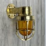 Amber Lens Small Brass Marine Towing Wall Light 1