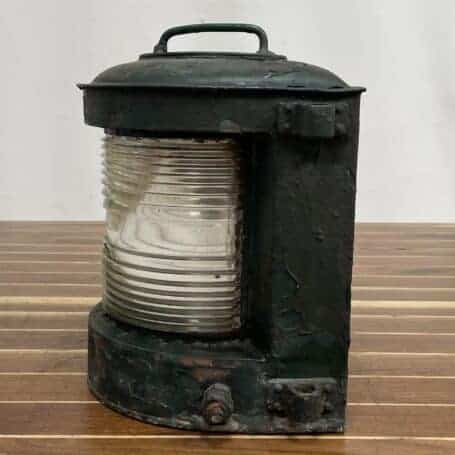Brass Ships Lantern - Authentic Green Paint 04 Brass Ships Lantern - Authentic Green Paint side where the wiring came out
