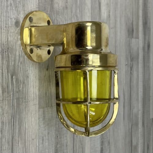 Yellow Lens Small Brass Marine Towing Wall Light