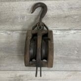 Vintage Double Sheave Wood Block Pulley
