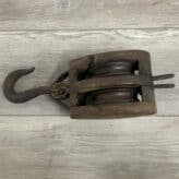 Vintage Double Sheave Wood Block Pulley