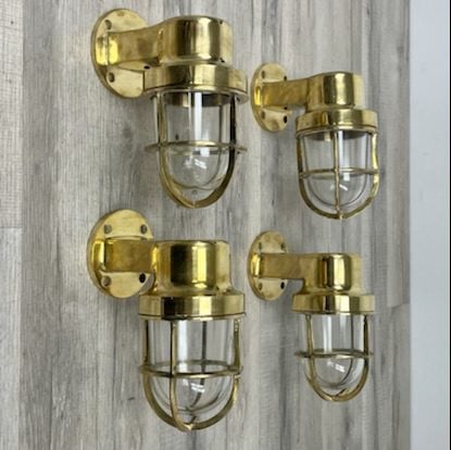 Set of Four Small Brass Marine Wall Lights
