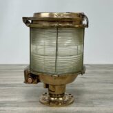 Brass Caged Nautical Piling Post Light-Vintage