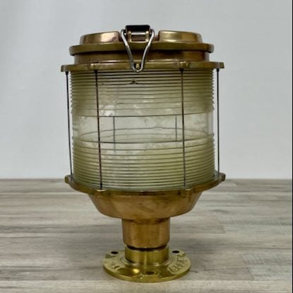 Vintage Kockums Brass Fresnel Lens Post Light