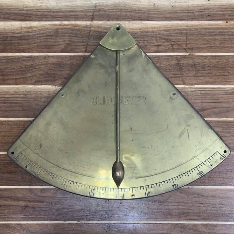 Vintage Brass Clinometer Mounted On Wood-front