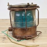 Vintage Ship Navigation Light with Green Glass Insert-wiring