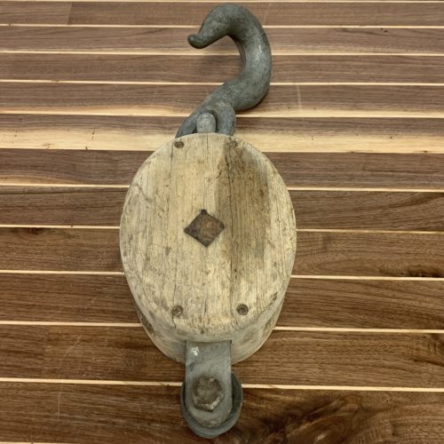 One Rope Wood Block Pulley With Hook