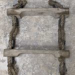 Salvaged Two Step Nautical Rope Wood Ladder