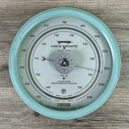 Vintage Blue Yanagi Aneroid Barometer a