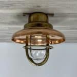 Copper Covered Small Vintage Brass Ceiling Light