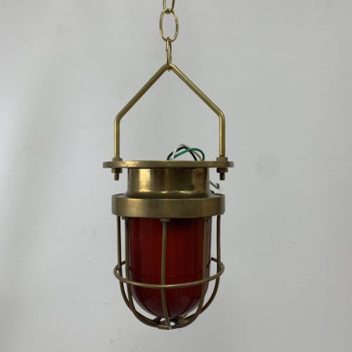 Red Globe Brass Ceiling Light