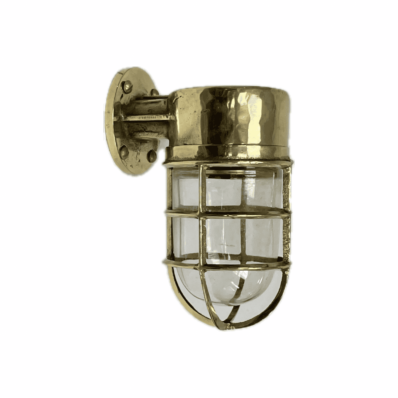 White Background Brass Nautical Wall Sconce - Unique Arm