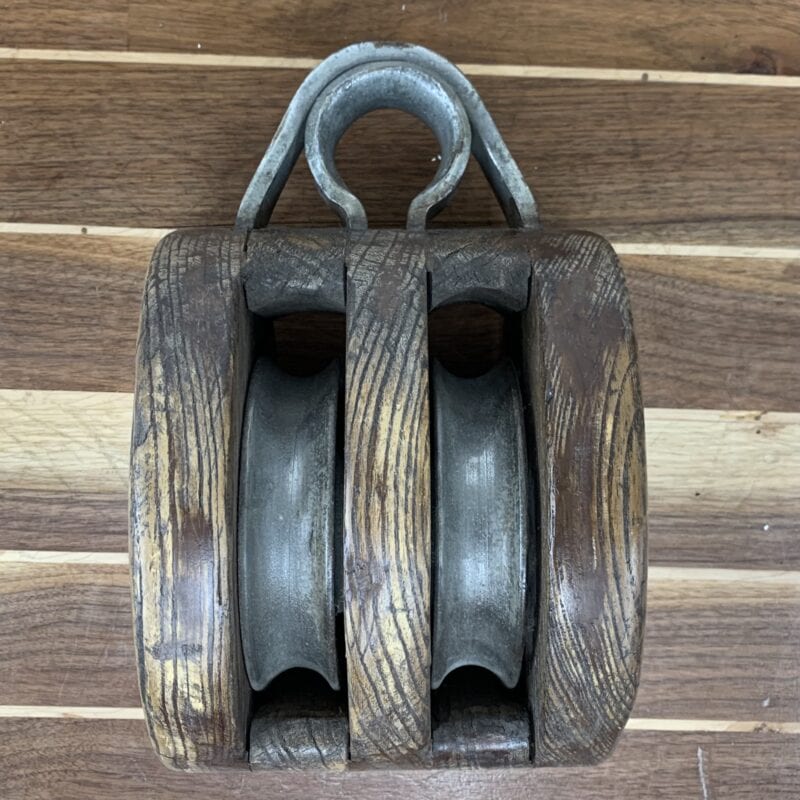 Vintage Double Rope Wooden Block Pulley