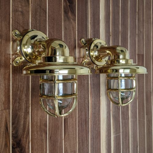 Nautical Brass Wall Sconces With Brass Rain Caps (Set of 2) Main Image