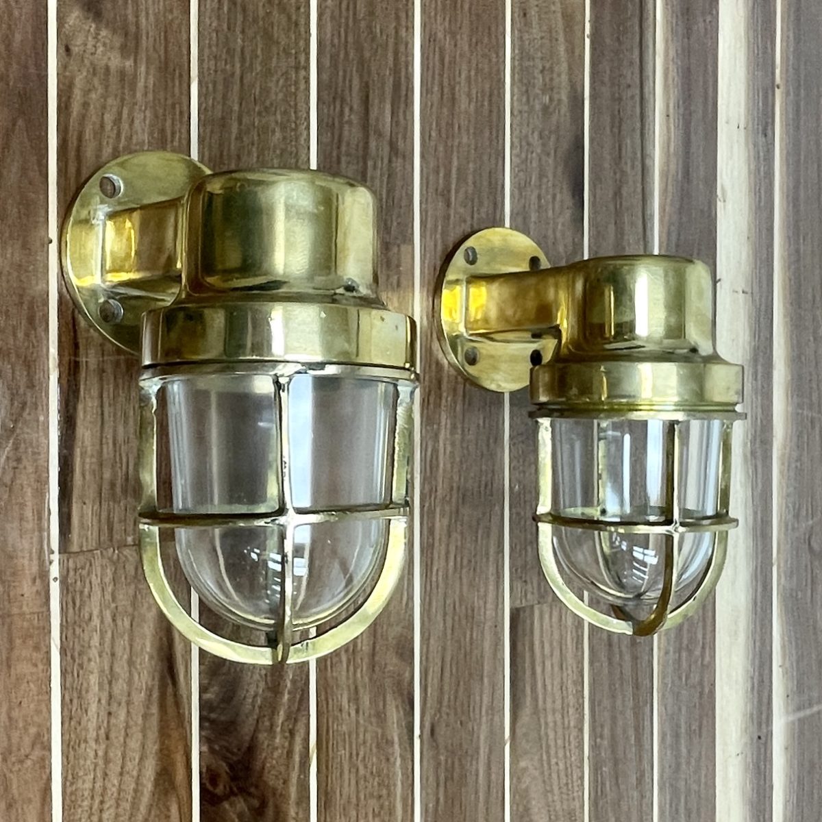 Set of Two Small Brass Marine Wall Lights