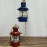Nautical Ankerlicht Steel Lanterns- Red And Blue-blue one hanging