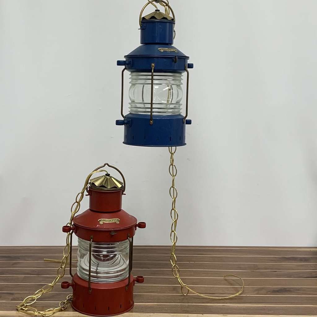 Nautical Ankerlicht Steel Lanterns - Red And Blue