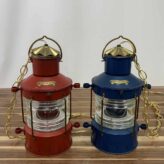 Nautical Ankerlicht Steel Lanterns- Red And Blue-both together
