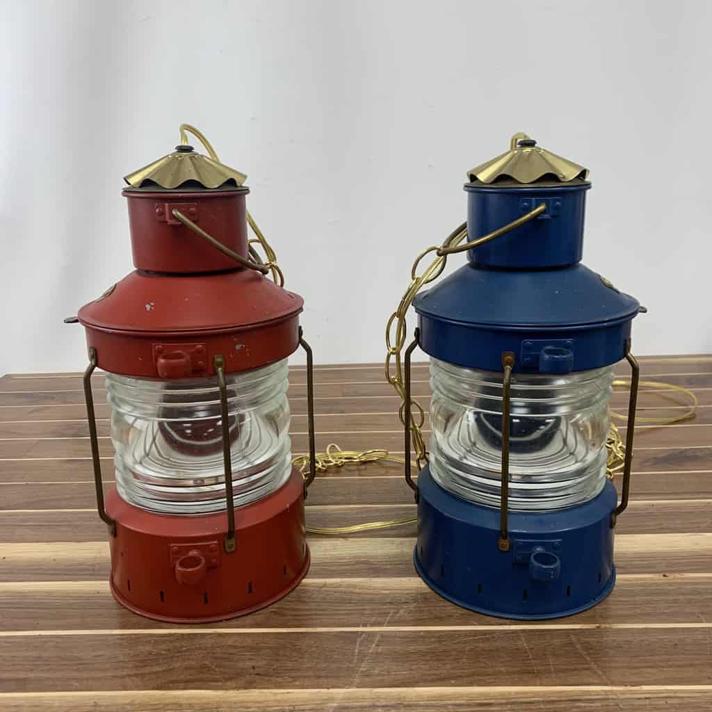 Nautical Ankerlicht Steel Lanterns - Red And Blue