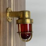 Small Brass Wall Sconce With Red Globe