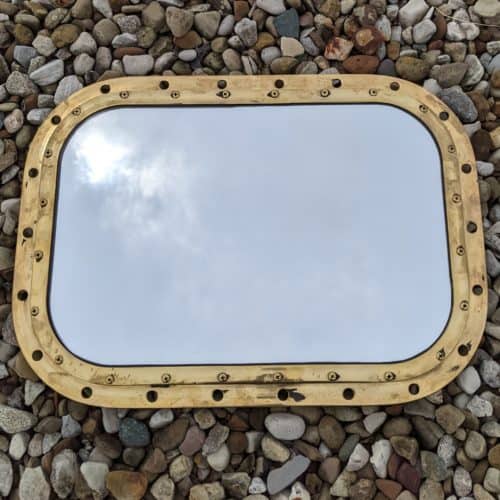 P5-07M Authentic Salvaged Brass Porthole Mirror 22.5 Inch By 28 Inch